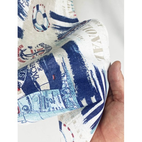 SCHMUTZABWEISENDE TISCHDECKE RESINATED TORINO MARE VELA Blau