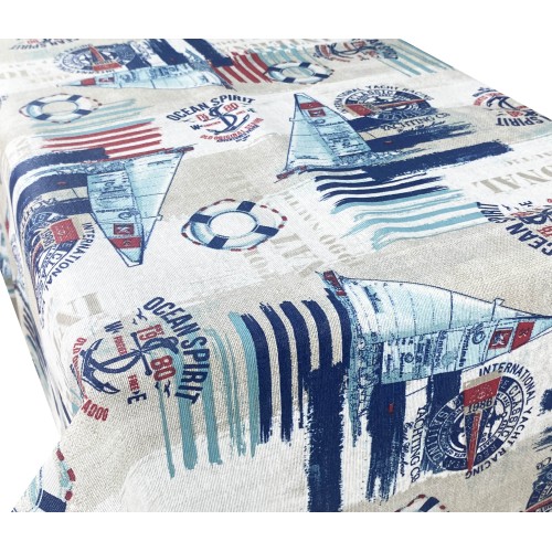 SCHMUTZABWEISENDE TISCHDECKE RESINATED TORINO MARE VELA Blau