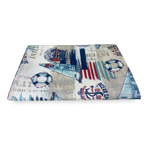 SCHMUTZABWEISENDE TISCHDECKE RESINATED TORINO MARE VELA Blau