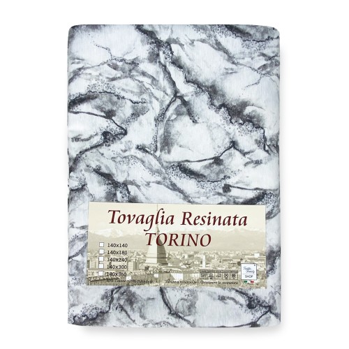 stain-resistant TORINO resin-coated TABLECLOTH White marbled marble effect