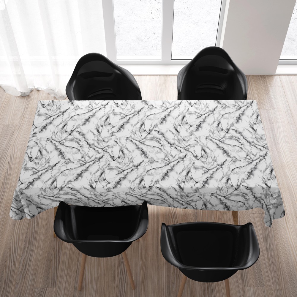 stain-resistant TORINO resin-coated TABLECLOTH White marbled marble effect