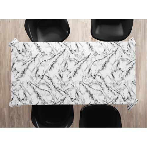 stain-resistant TORINO resin-coated TABLECLOTH White marbled marble effect