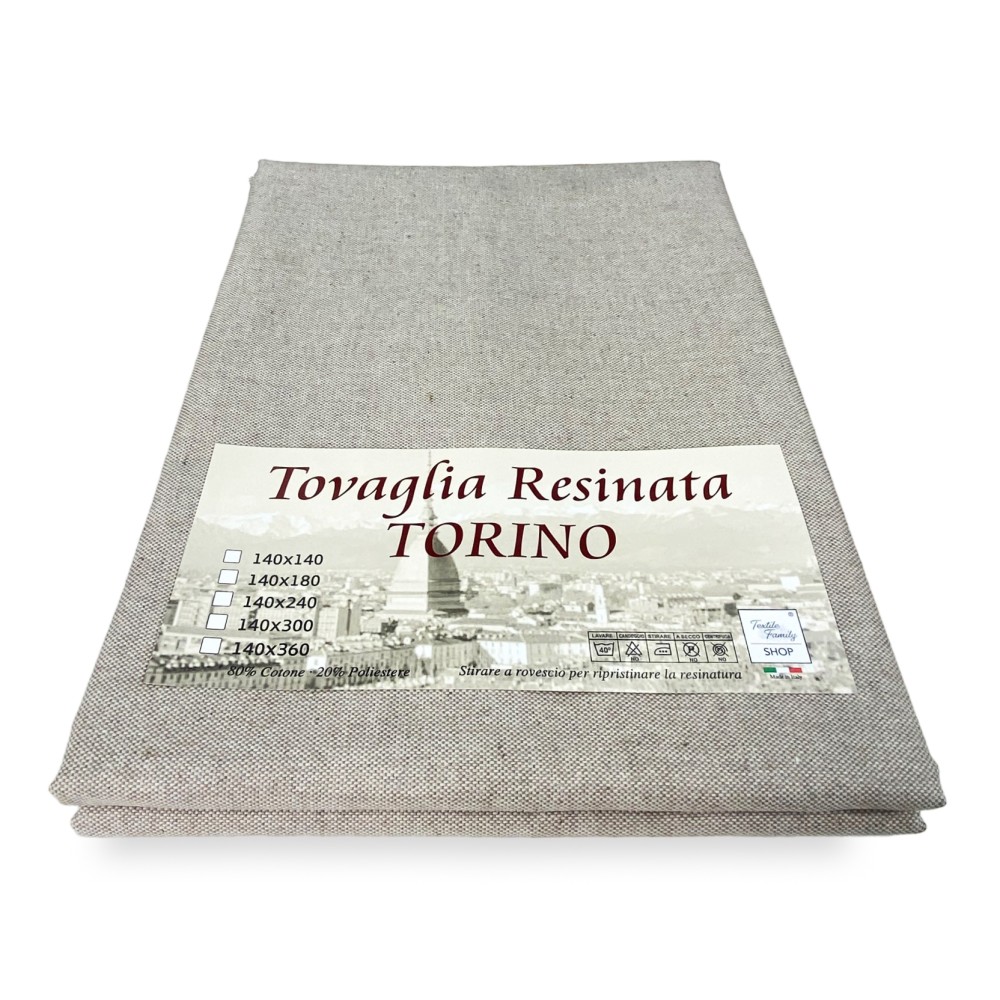 STAIN-RESISTANT TABLECLOTH RESIN-COATED TORINO Solid color ECRÙ