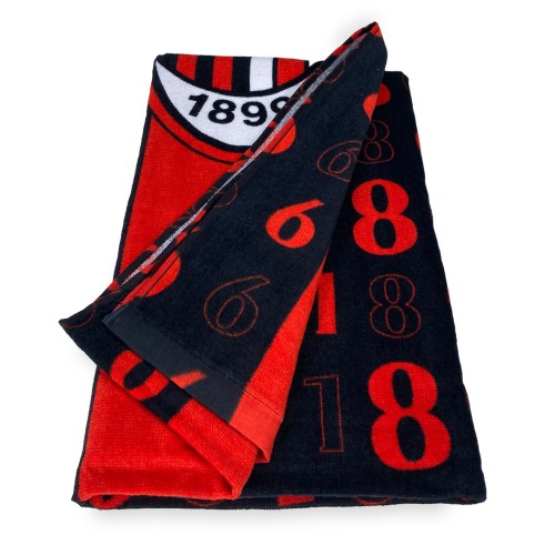 SERVIETTE DE PLAGE SPORT MILAN MESURES CM.70X140 ORIGINAL A. C. MILAN AVEC un SAC à dos TEXFAMILY le prendre