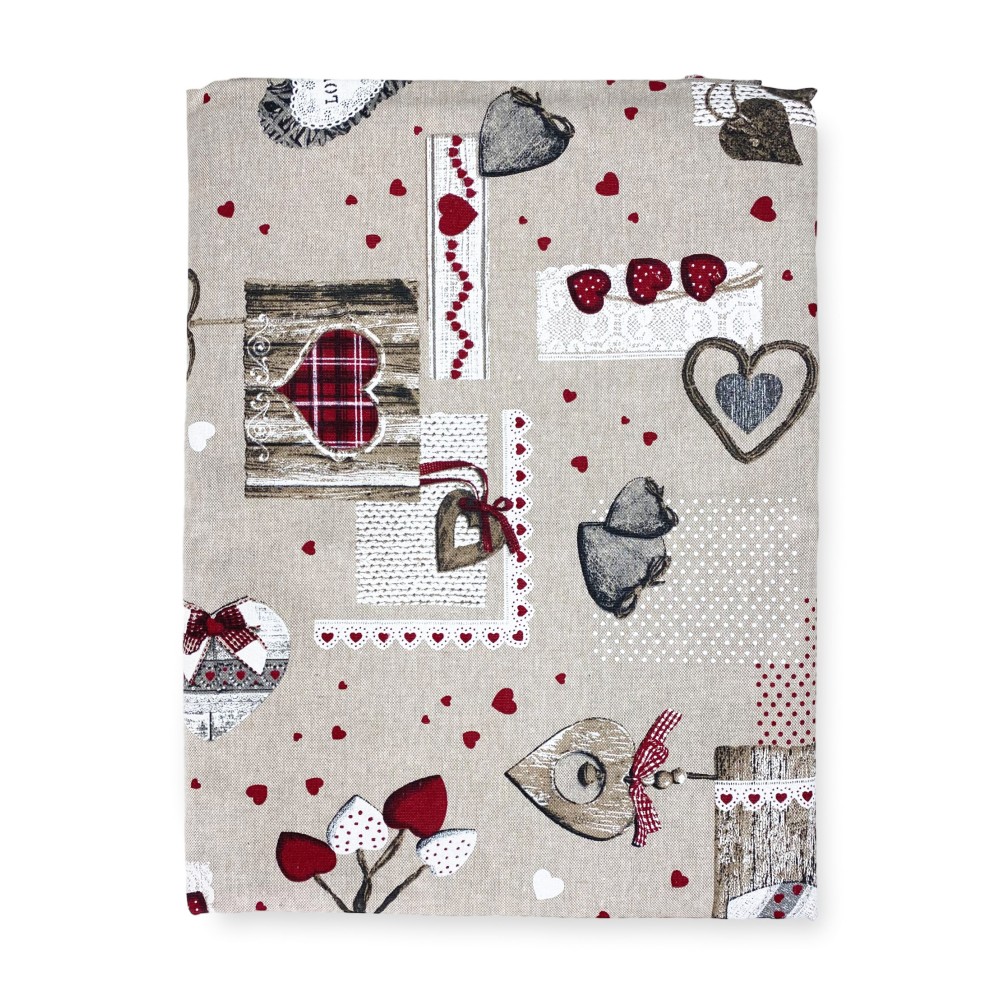 MANTEL ANTIMANCHAS TORINO RESINADO TIROLINA ACEBO ROJO