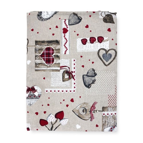 MANTEL ANTIMANCHAS TORINO RESINADO TIROLINA ACEBO ROJO