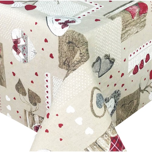 MANTEL ANTIMANCHAS TORINO RESINADO TIROLINA ACEBO ROJO