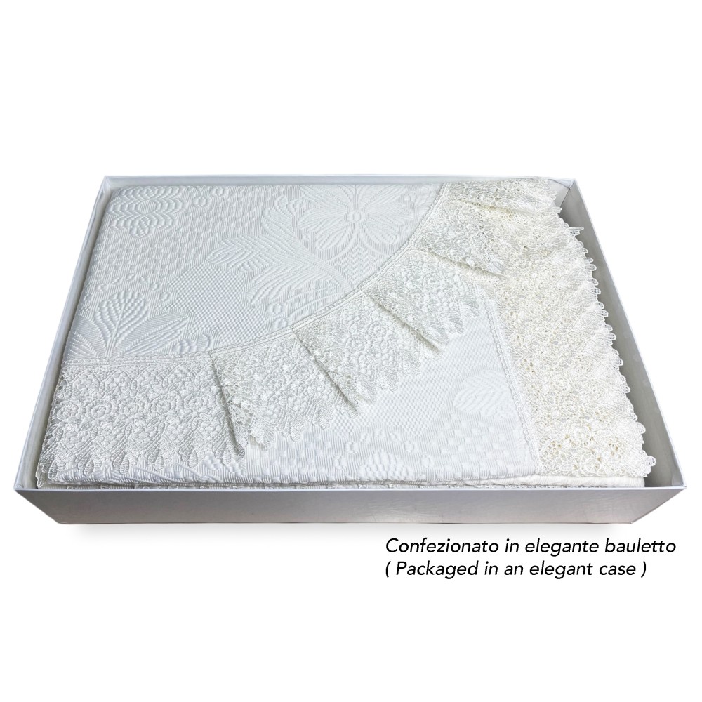 BEDSPREAD with MACRAMÉ CREAM Lace Double IDEA SPOSA