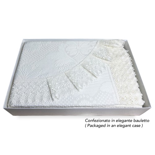 BEDSPREAD with MACRAMÉ CREAM Lace Double IDEA SPOSA