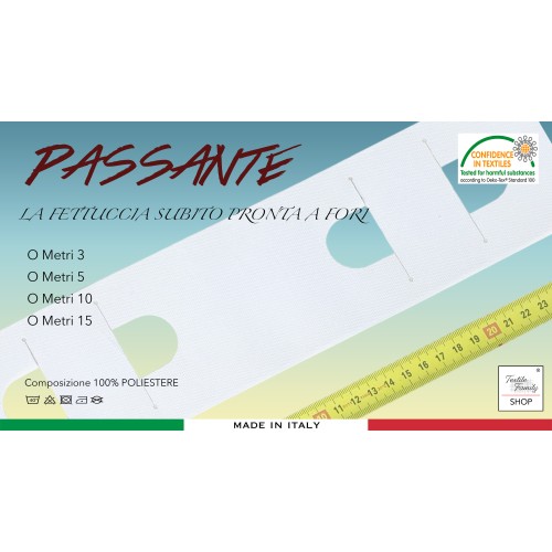 FETTUCCIA per TENDA Riloga ARRICCIA TENDE  Mod. PASSANTE Made in Italy