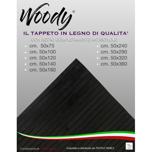 KITCHEN RUG IN WOOD bamboo WOODY plain BLACK