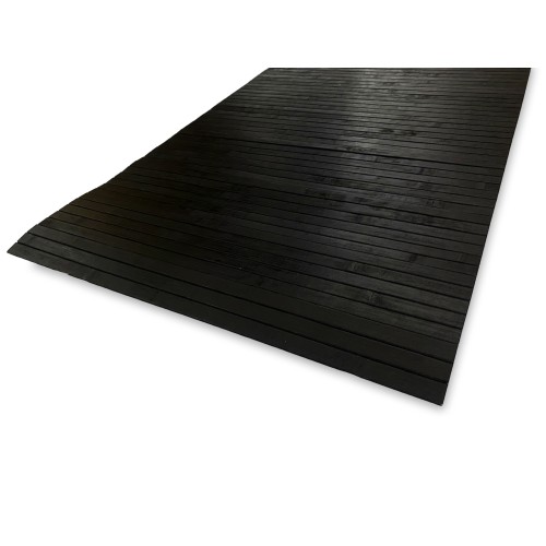 KITCHEN RUG IN WOOD bamboo WOODY plain BLACK