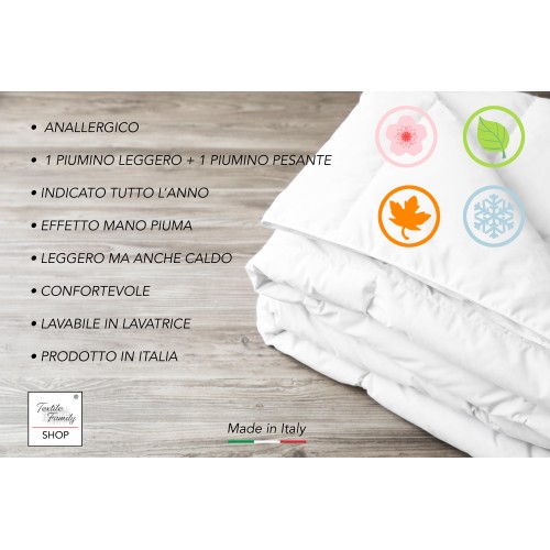 Cuatro plumíferos hipoalergénicos 4 estaciones en microfibra cálida y suave Made in Italy FEEL GOOD