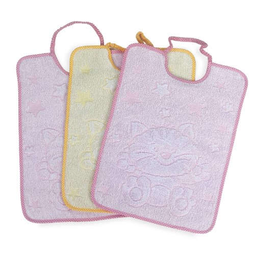 SET 3 Bavoirs BAVETTE enfant COCCOLE cm. Bâillon 29x35 avec élastique Coton pur
