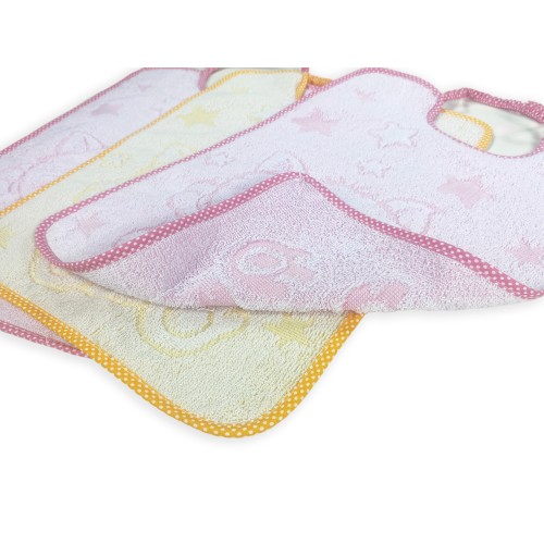 SET 3 BABEROS BABEROS CUDDLE BABY CM. 29x35 Mordaza elástica de algodón puro