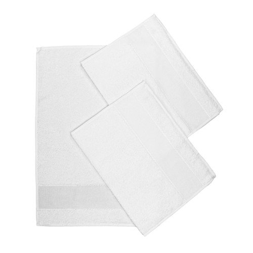 SET OF 3 KINDERGARTEN TOWELS IN SOLID COLOR All White with AIDA canvas for embroidery