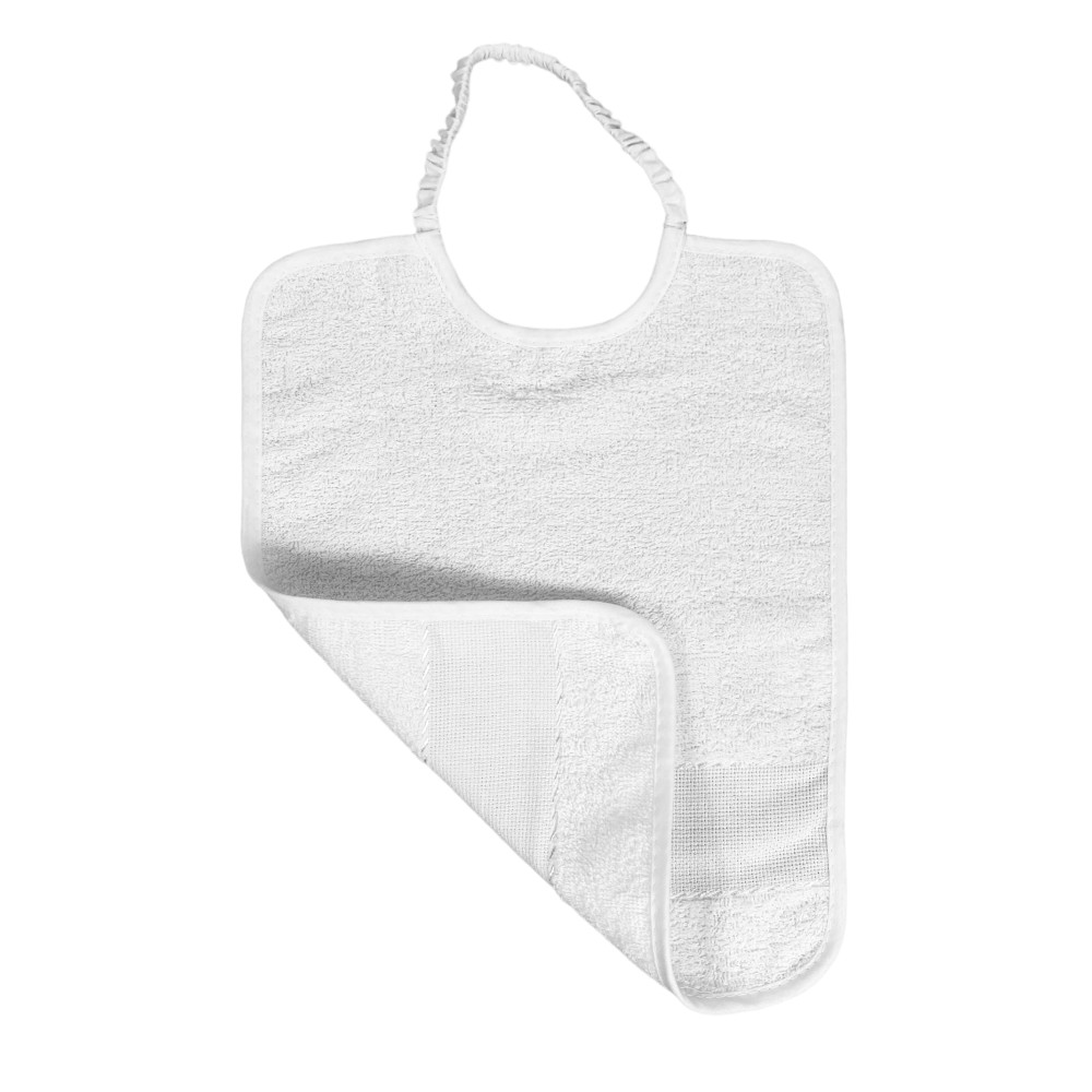SET 6 BABY BIBS IN SOLID COLOR ALL White with pure cotton elastic with AIDA canvas to embroider the name