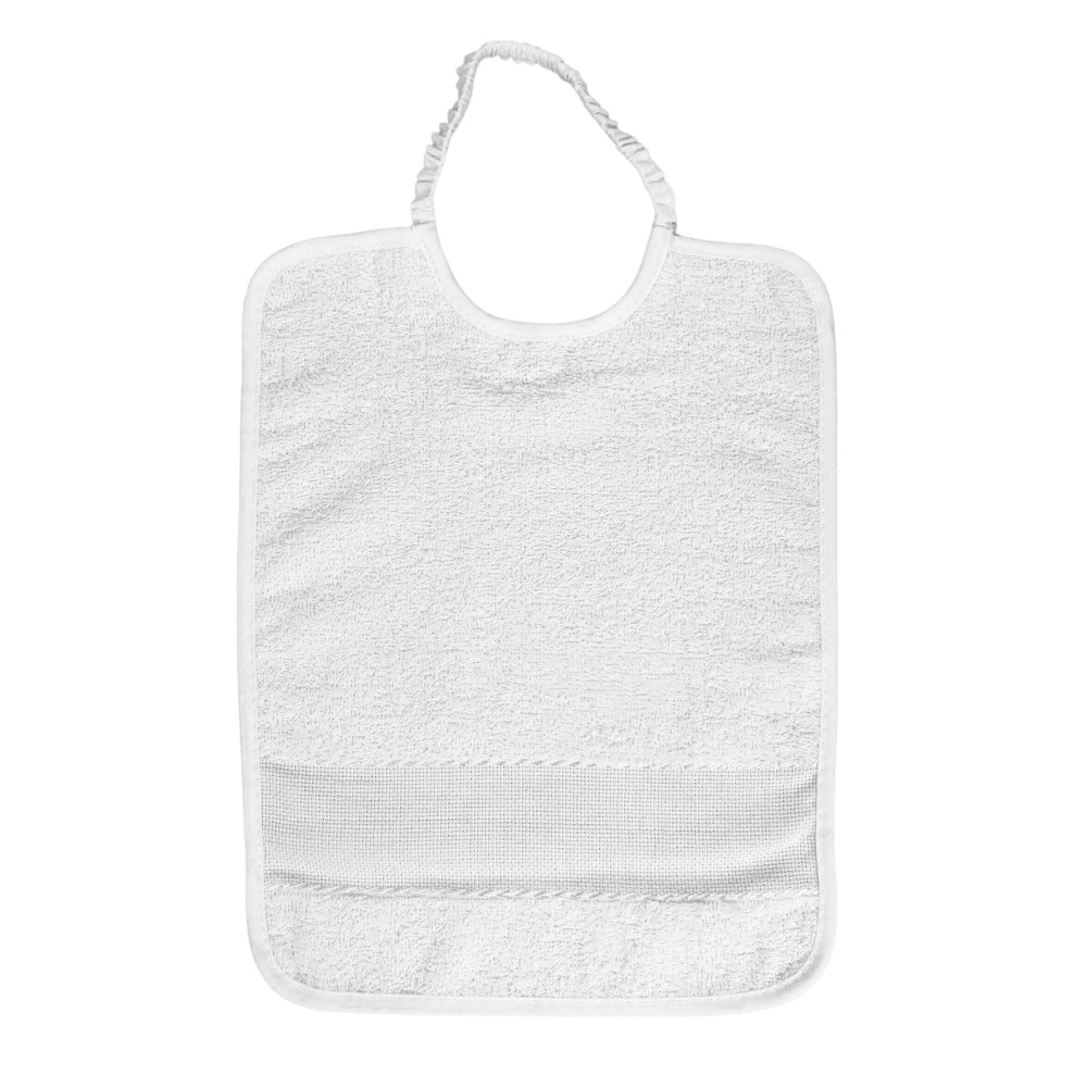 SET 6 BABY BIBS IN SOLID COLOR ALL White with pure cotton elastic with AIDA canvas to embroider the name