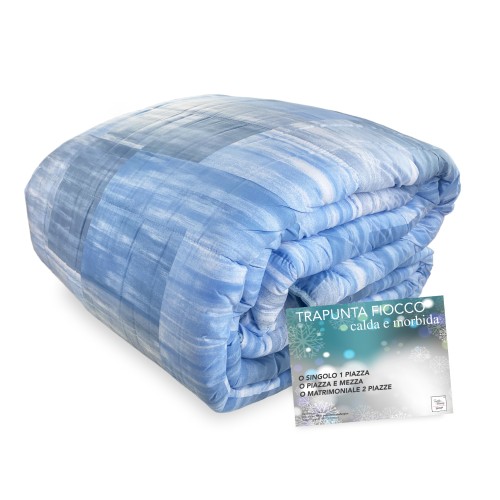 QUILT WITH BLUE CHECKED BOW © Winter Duvet made in Italy