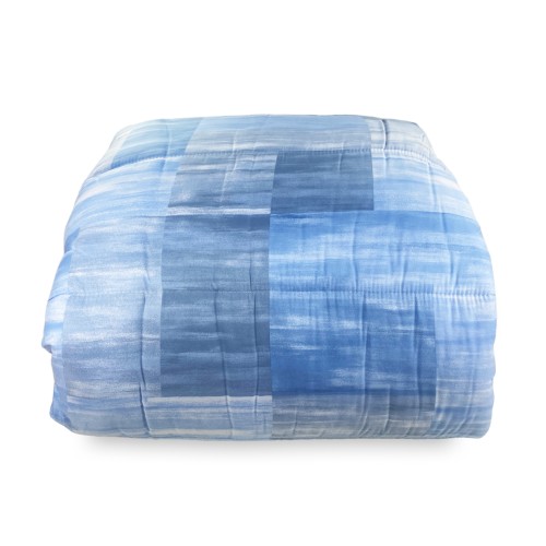 FIOCCO © QUADRI QUILT en bleu Couette d’hiver fabriquée en Italie