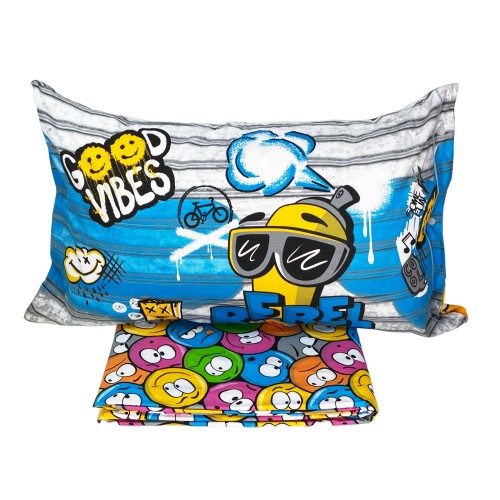 Feuille EMOJI SET SMILEY NEW smileys en pur coton Fabriqué en Italie