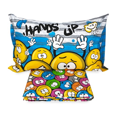 Smileys de housse de couette EMOJI NOUVEAU en Pur Coton Made in Italy