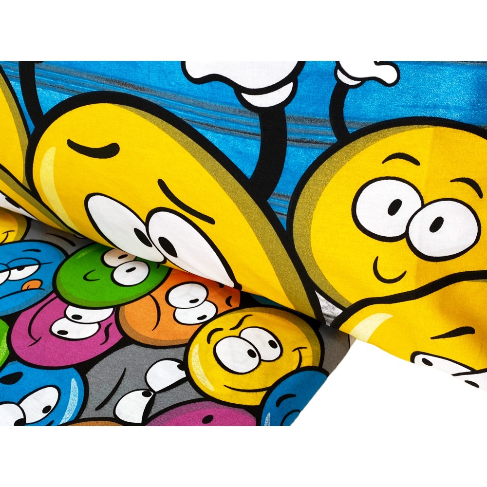 FUNDA NÓRDICA EMOJI CARITAS SONRIENTES SMILE NEW en puro algodón Made in Italy