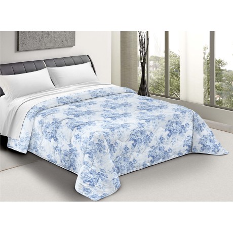 Couette fleurie bleue couette