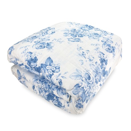 Couette fleurie bleue couette