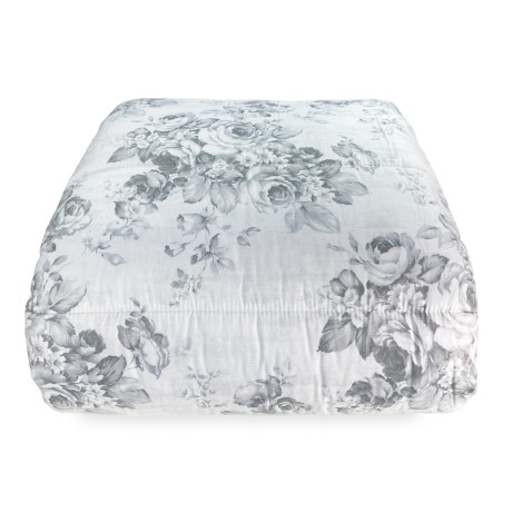 Couette imprimée fleur sur gris