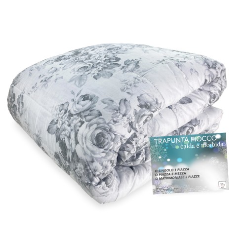 Couette imprimée fleur sur gris