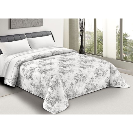 Couette imprimée fleur sur gris