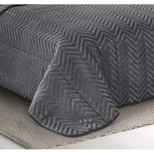 Soft Faux Fur QUILT Anthracite Grey 2 Square Double