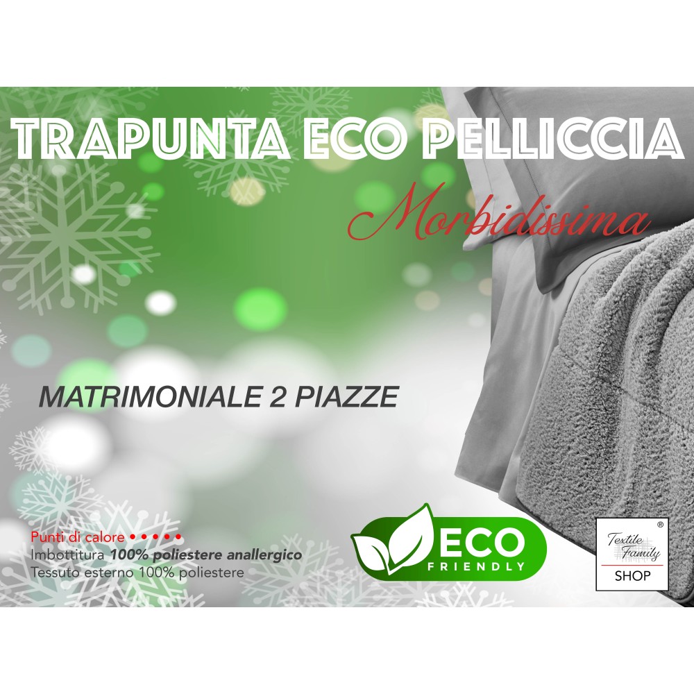 TRAPUNTA in Soffice Eco-pelliccia SPIGA Beige 2 Piazze Matrimoniale