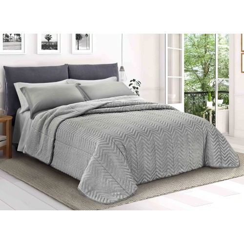 QUILT aus weichem Kunstfell SPIKE Grey 2 Doubles Double