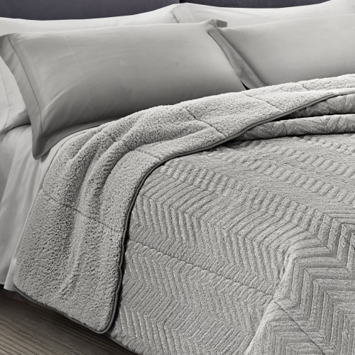 COUETTE en Fausse Fourrure Douce SPIGA Gris 2 Double