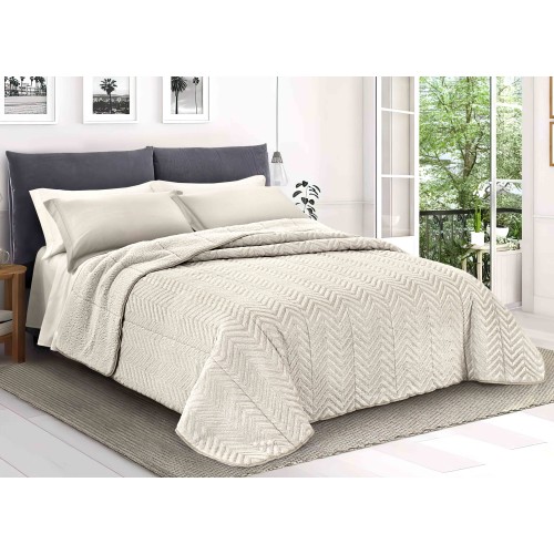 Soft Faux Fur QUILT Light Cream 2 Squares Double