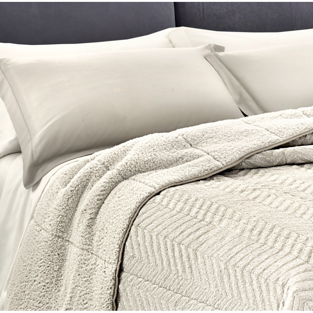 Soft Faux Fur QUILT Light Cream 2 Squares Double