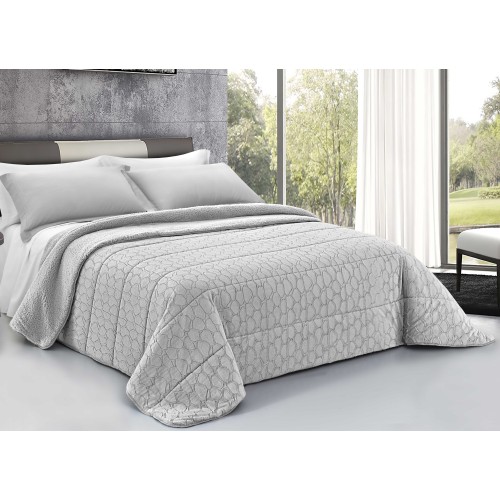 Soft Faux Fur QUILT PETRA Grey 2 Doubles Double