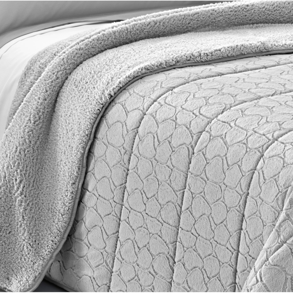 Weiches Kunstfell QUILT PETRA Grau 2 Doppel Doppel