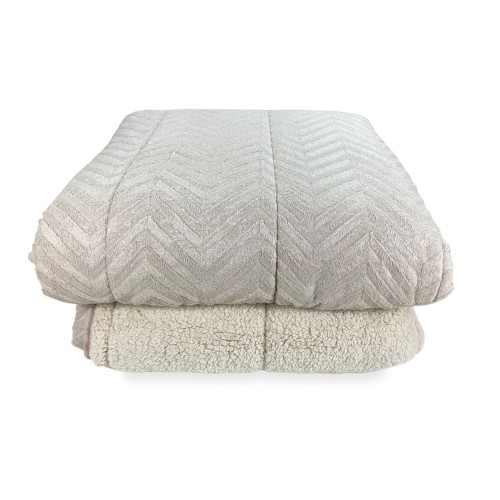 Soft Faux Fur QUILT Beige SPIKE 2 Double Beds
