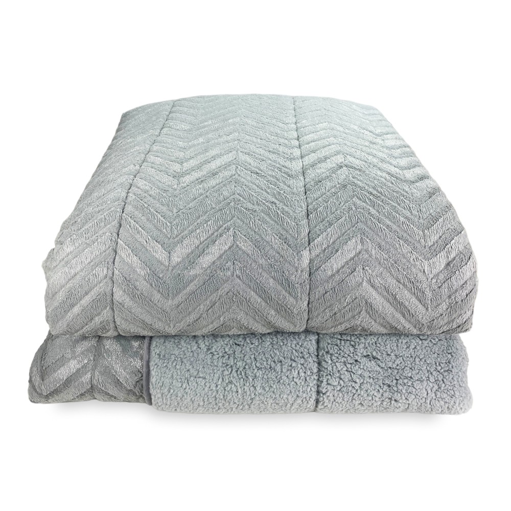 QUILT aus weichem Kunstfell SPIKE Grey 2 Doubles Double