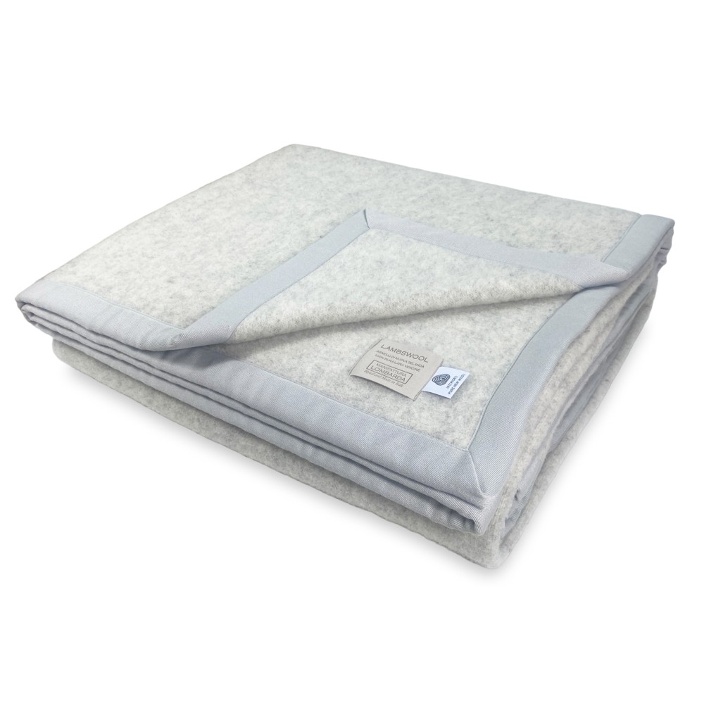 COPERTA in lana LAMBSWOOL GRIGIO MELANGE Matrimoniale 2 Piazze