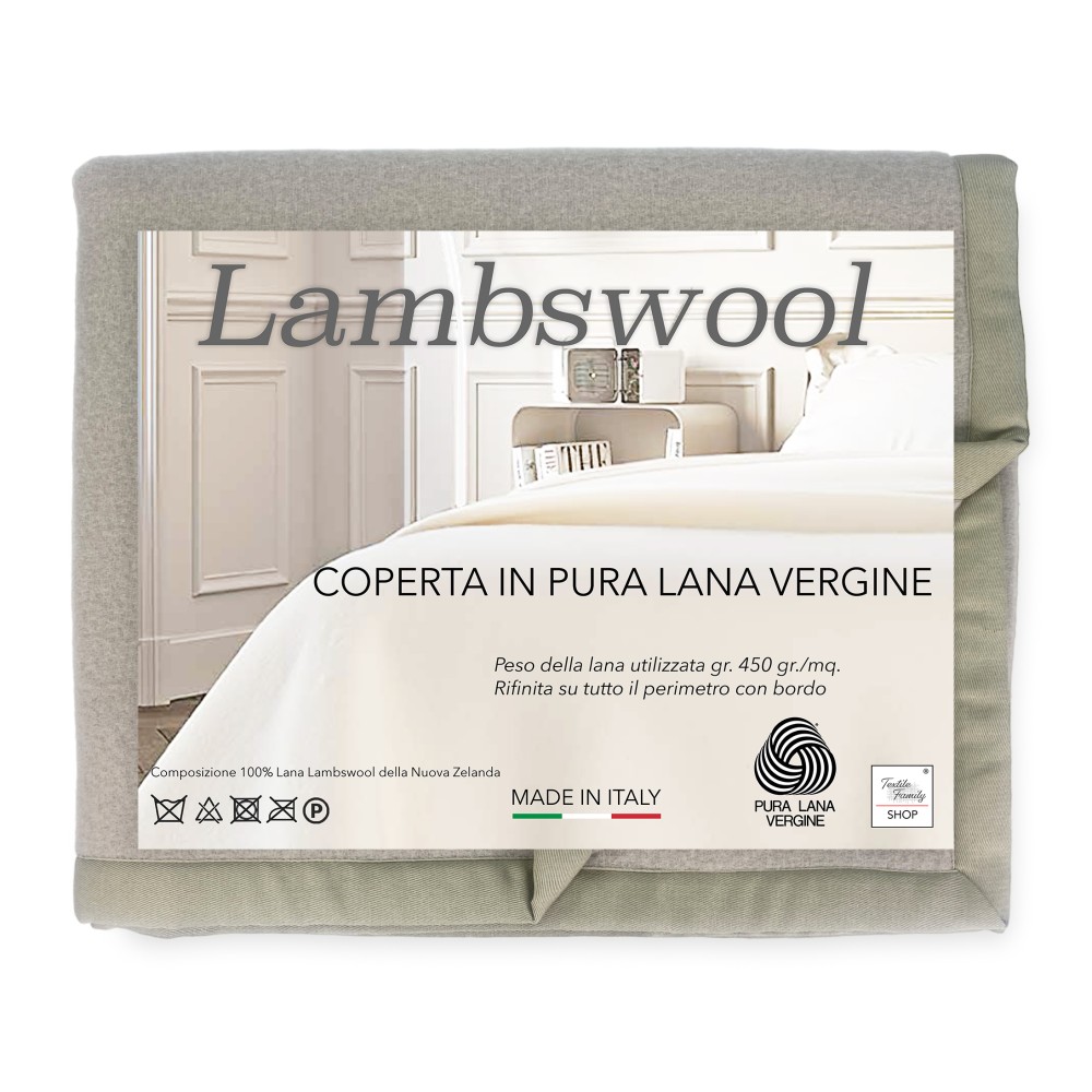 COPERTA leggera PRIMAVERILE NANTES estiva IN LANA MERINO FINE matrimoniale  2 PIAZZE grigio