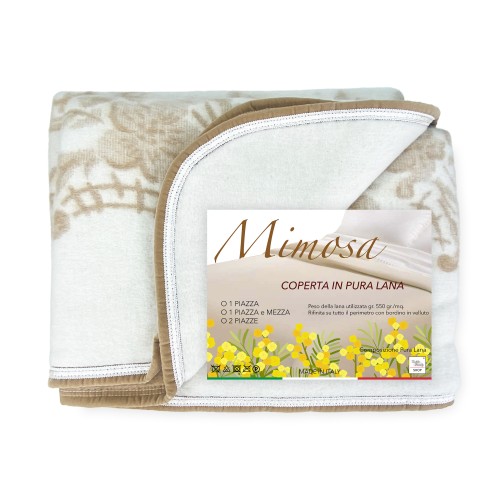 COUVERTURE D’hiver EN PURE LAINE MIMOSA-ANIROS Made in Italy