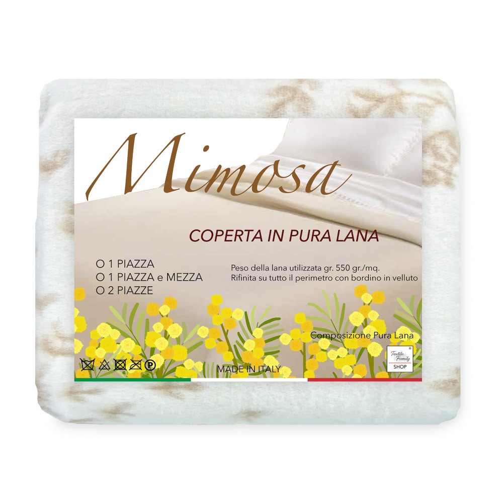 MANTA DE INVIERNO EN PURA LANA MIMOSA-ANIROS Made in Italy