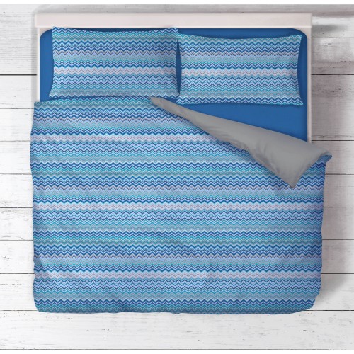 BEATRICE Funda nórdica azul de puro algodón Made in Italy