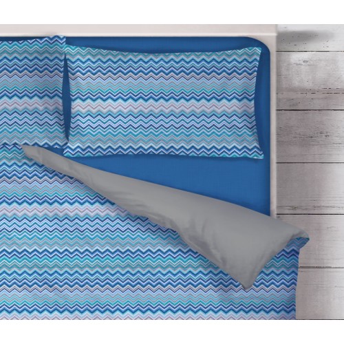 BEATRICE Blue duvet cover in pure cotton Made in Italy
