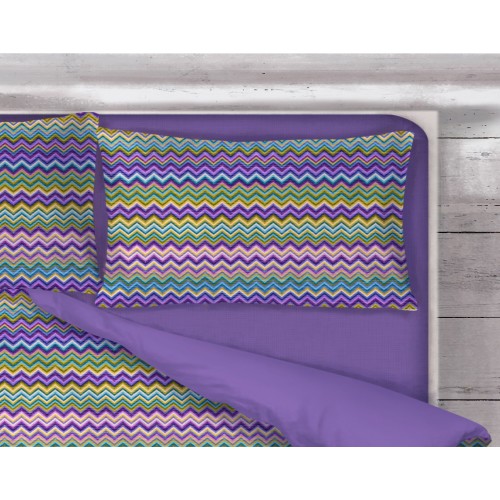 BEATRICE Housse de couette lilas en pur coton Made in Italy