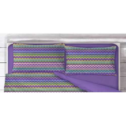 BEATRICE Lilac Duvet Cover in Pure Cotton Made in Italy